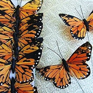 12pc Classic Monarch Butterfly With Wire 2” Floral Arrangement US Seller