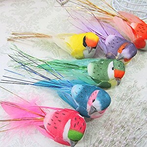 12pc Asssorted Foam Birds Floral Decoration with Feather (H132-B) US Seller Ship Fast