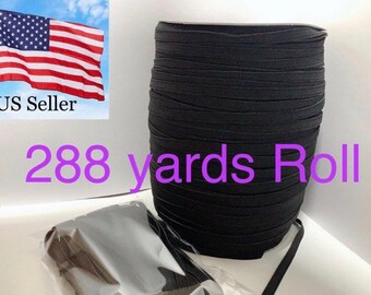 USA 1 Roll 288 yards 5mm 1/4" inch Black Elastic Spandex Band Sewing trim/hand make mask ear string supplies. US seller. Free fast free Ship