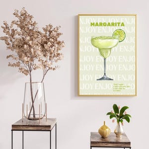マルガリータの印刷可能なアート – カクテルレシピポスター | バーカート＆キッチンデコレーション | デジタルウォールアート A1～A5サイズをダウンロード