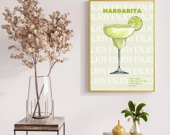 Margarita Printable Art – Cocktail Recipe Poster | Bar Cart & Kitchen Decor | Digital Wall Art Download A1 to A5