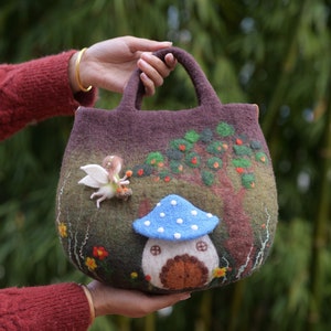 Waldnymphe gefilzte Handtasche, Damentasche, Tragetasche, Schultertasche, Geschenk für Frauen