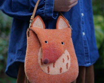 Foxy Felted Wool Handbag,Women's bag, Tote bag,shouder bag, gift for women, Crossbody bag, personalized bag, makeup bag