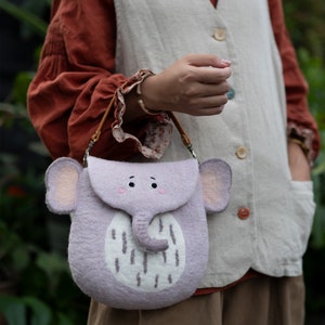 Entzückende Elefant Filz Umhängetasche, Damentasche, Tote bag, Geschenk für Frauen, Crossbody tasche, personalisierte Tasche