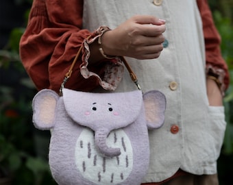 Adorable Elephant Felt Crossbody Bag,Women's bag, Tote bag,gift for women, Crossbody bag, personalized bag