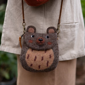 Sac à main en feutre avec visage d'ours, sac pour femme, sac fourre-tout, sac à bandoulière, cadeau pour femme, sac à bandoulière, sac personnalisé