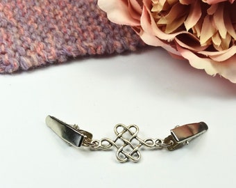 Silver Knot Sweater Cardigan Shawl Clip Pin Fastener | UK Made