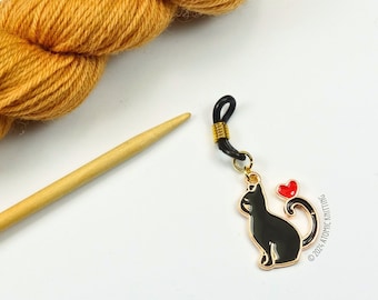 Black Cat Love - Knitting Needle Holder Hugger Minder fits up to 4mm needles
