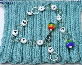 Rainbow Stripe Minimal Repeat Section Row Counter Numbered Knitting Chain | Atomic Knitting