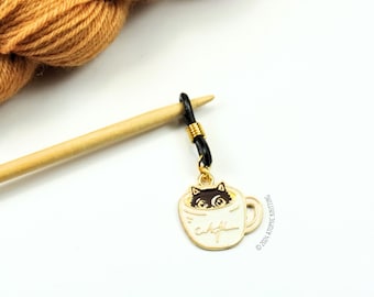 Teacup Cat Love - Knitting Needle Holder Hugger Minder fits up to 4mm needles