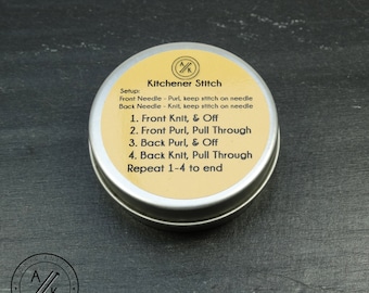 Kitchener Stitch Instruction - Little Circular Tin - Lemony Yellow - TIN ONLY - 45mm