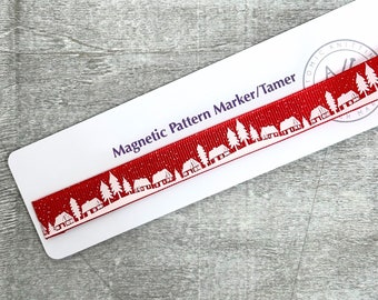 Magnetic Pattern Marker Tamer Guide - Red Houses - 19.5cm/A4/Letter Size