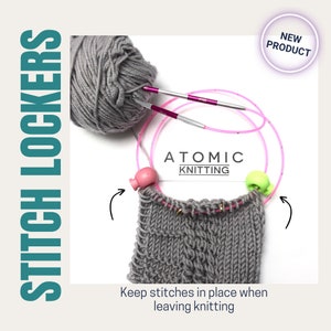 4 Stitch Stop Cord Locks for Circular Knitting Needles 5.5mm '1983' Atomic Knitting image 5