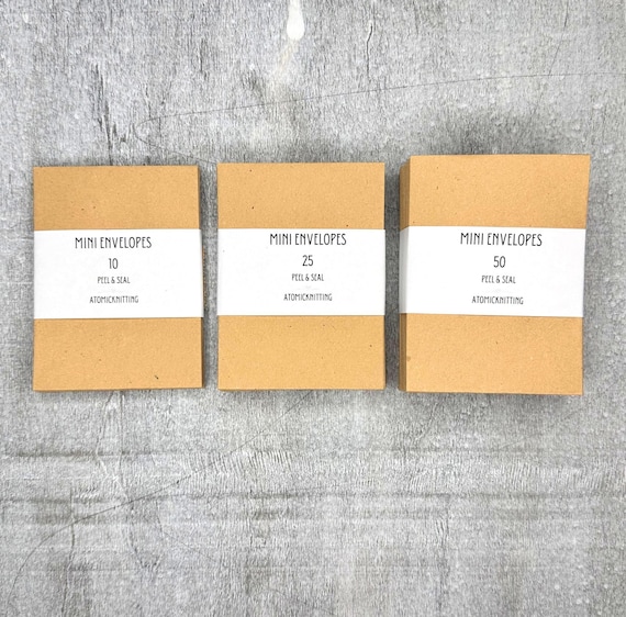 Mini Kraft Envelopes, Recycled Brown Paper, Peel & Seal, UK Made