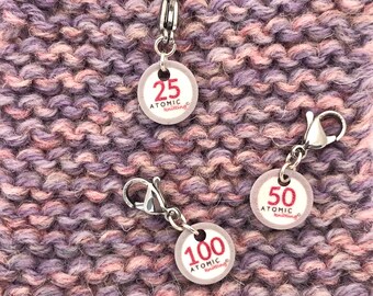 Counting Stitch Markers 25, 50, 100 with CHOICE of Rings, Clasps, Removable