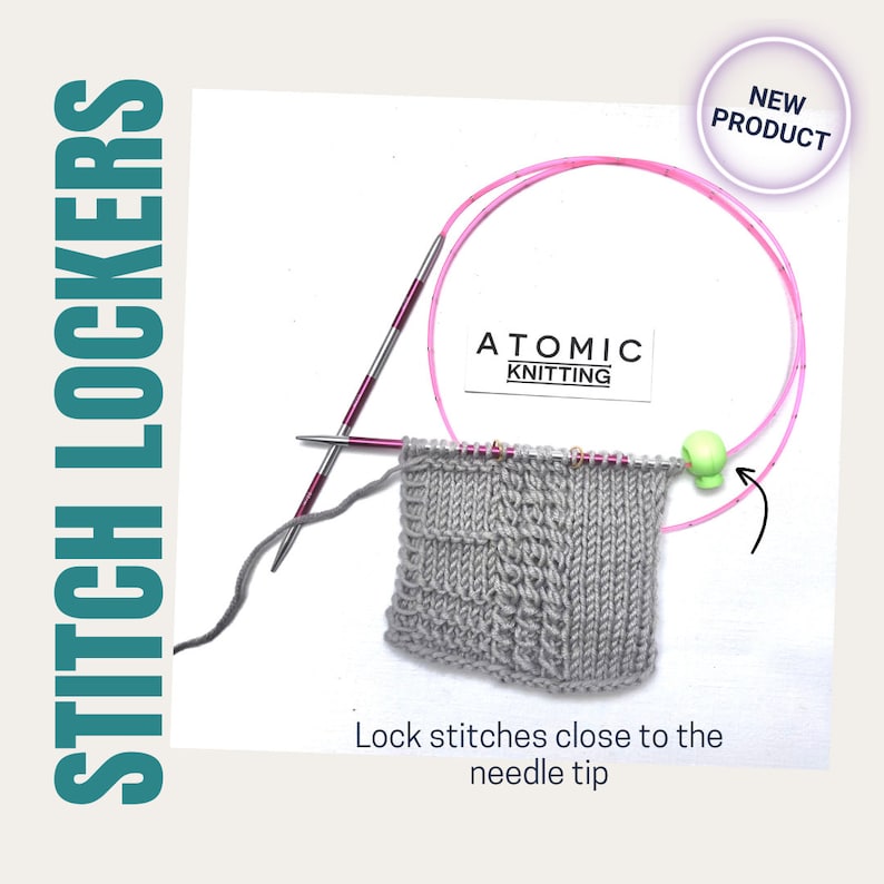 4 Stitch Stop Cord Locks for Circular Knitting Needles 5.5mm '1983' Atomic Knitting image 7