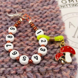 Autumn Toadstool - Mini 1-9 Numbered Repeat Section Knitting Row Counter | Stitch Counter