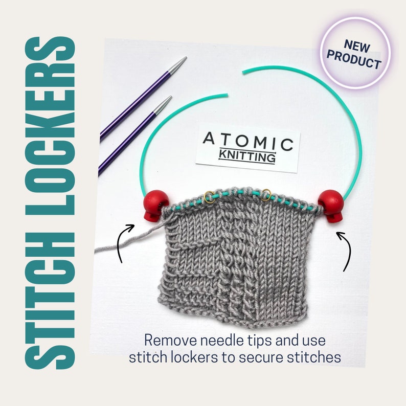 4 Stitch Stop Cord Locks for Circular Knitting Needles 5.5mm '1983' Atomic Knitting image 6