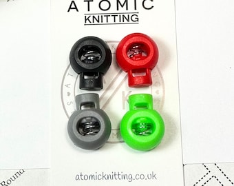 4 Stitch Stop Cord Locks for Circular Knitting Needles 5.5mm 'Limewire' | Atomic Knitting