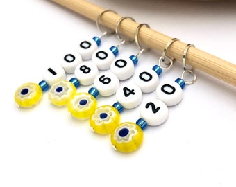 Counting Stitch Markers with Millefiori 20 - 100 - MYM set of 5