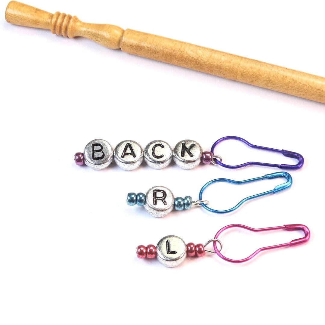 Back, Left, Right - Knitting Instruction Stitch Marker Set: Metallic ...
