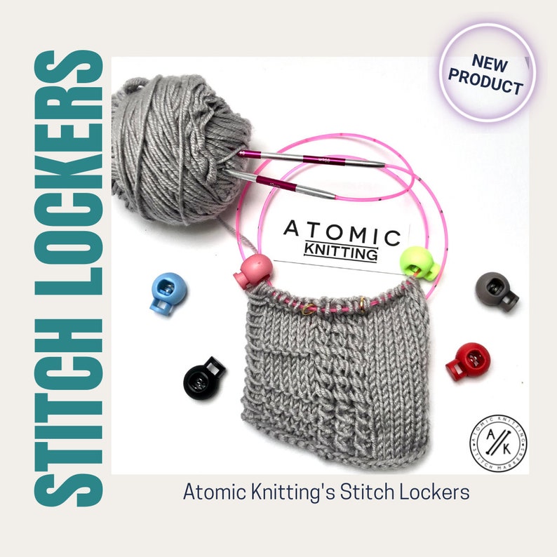4 Stitch Stop Cord Locks for Circular Knitting Needles 5.5mm '1983' Atomic Knitting image 8