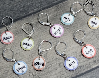 Knitting Instruction Stitch Markers, Coastal, Choice of Rings or Clasps