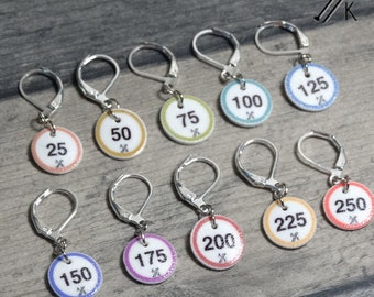 Numbered Cast On Counting Stitch Markers in Coastal with CHOICE of Rings, Clasps, Removable | Make Your Mark