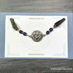 Montana Deep Blue Celtic Knot Sweater Clip, Cardigan Fastener | UK Made