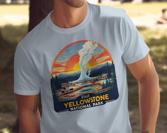 Yellowstone National Park T-Shirt, Visit Yellowstone Graphic Tee, National Park Poster T-Shirt, Retro Travel Gift