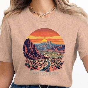Vintage National Park T-Shirt, Retro Capitol Reef Design Tee, Scenic Landscape Graphic Top, Nature Lovers Gift, Adventure Apparel