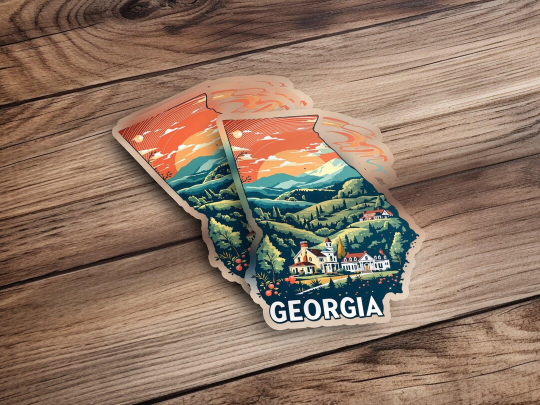 Georgia Mountain Landscape Sticker, Travel Souvenir Stickers, Laptop ...