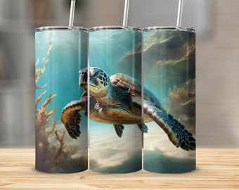 素晴らしいウミガメタンブラー、海をテーマにしたトラベルマグ、海洋生物断熱カップ、環境に優しいドリンクウェア、自然愛好家へのギフト