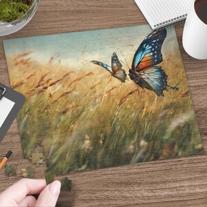 Butterfly in Meadow Jigsaw Puzzle, Nature-inspired Art, Relaxing Hobby, Great Gift for Adults and Kids, 252 Pieces