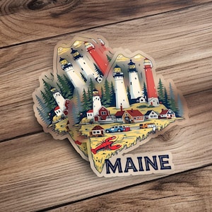 Maine Lighthouse Sticker, Coastal Maine Stickers, Travel Souvenir Sticker, Scenic Maine Decals, Waterproof and Durable Stickers