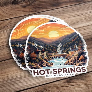Hot Springs National Park Sticker, Retro National Park Sticker, Scenic Hot Springs Sticker, Vintage Style Travel Sticker