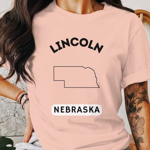 Lincoln Nebraska T-Shirt, Nebraska State Outline Tee, Lincoln City Name Shirt, Gift for Nebraskan, Cool Nebraska Souvenir Shirt