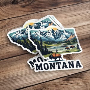 Montana Mountain Range Stickers Pack, Scenic Nature Landscape, Adventure Outdoors Sticker, Rustic Wildlife Decor, Travel Memorabilia