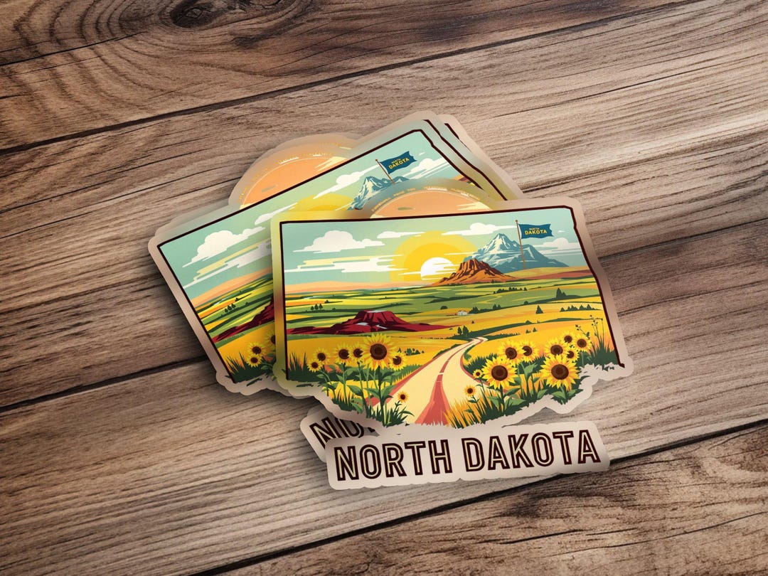 North Dakota Sticker Pack, Sunflower Field Stickers, Travel Lake ...