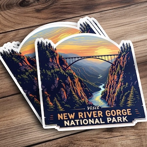 Scenic New River Gorge National Park Sticker, Outdoors Adventure Sticker, Nature Travel Decal, Perfect Gift for Nature Lovers, Explore