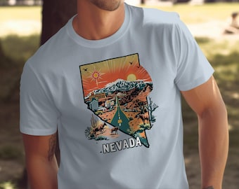 Nevada T-Shirt, Vintage Nevada Tee, Nevada State Apparel, Retro Nevada Graphic, Men Women Nevada Shirt, Gift for Nevada Lovers