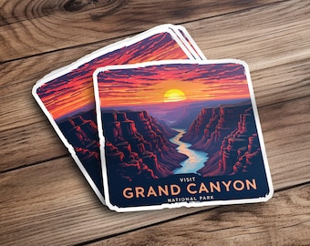 Grand Canyon National Park Sticker, Sunset Canyon Nature Decal, Travel Adventure Sticker, Perfect For Laptops Water Bottles