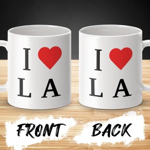 I Love LA Heart Graphic Mug, Los Angeles Souvenir, Coffee Cup Gift