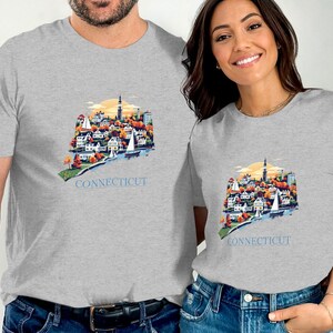 Vintage Connecticut T-Shirt, Artistic Connecticut Shirt, Connecticut Landscape Graphic Tee, Unique Connecticut Souvenir, Gift for