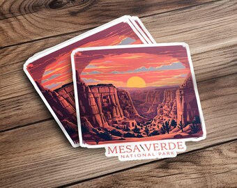 Mesa Verde National Park Sticker, Sunset Mountain Scene, National Park Sticker, Travel Art, Outdoor Adventure Sticker, Scenic Vinyl Decal