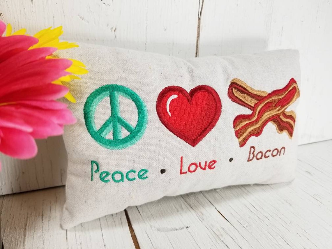 Peace Love Bacon Pillow Gift for Chef Gift for Bacon Lover | Etsy