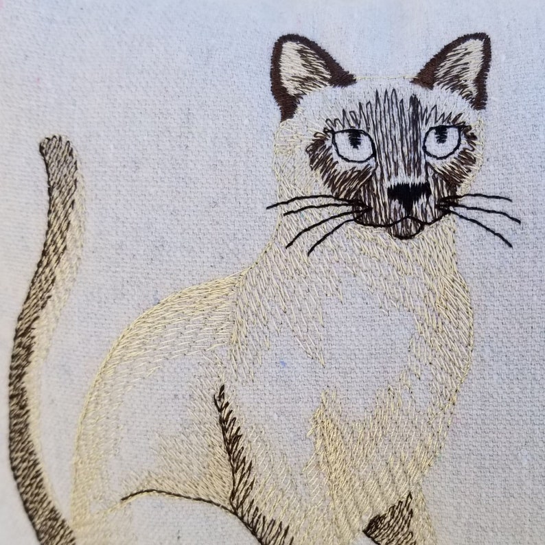Siamese Cat Personallized Keepsake Personalized cat pillow portait curled