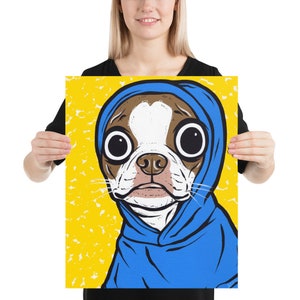 Brown Boston Terrier Hoodie Poster Print