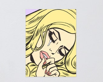 NEW Blonde Crying Comic Girl Poster Print