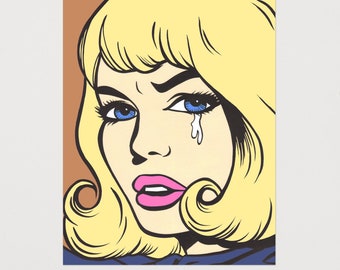 NEW Blonde Curl Crying Girl Poster Print